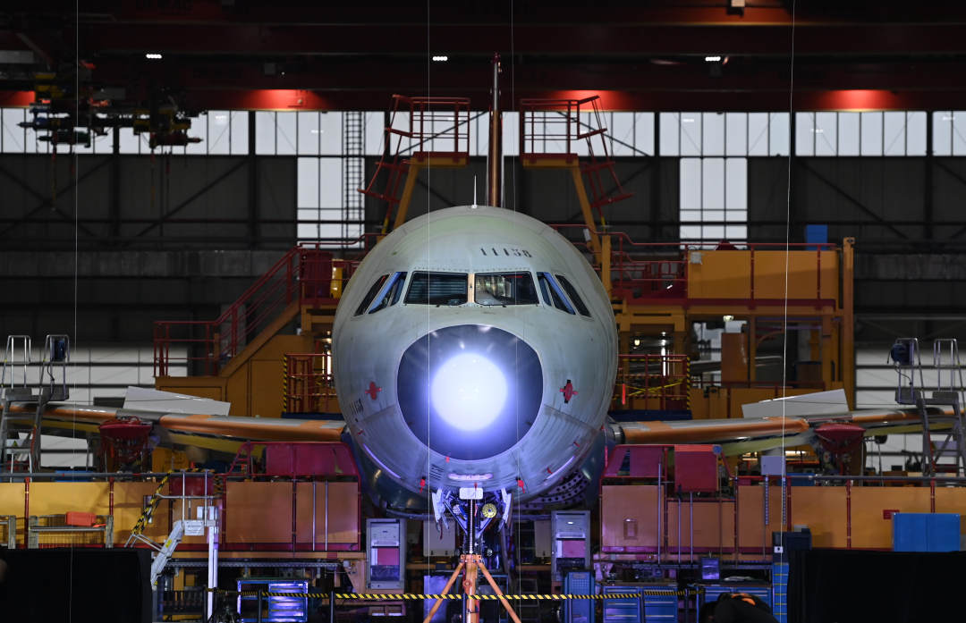 空客天津总装线首次投产新主力机型A321