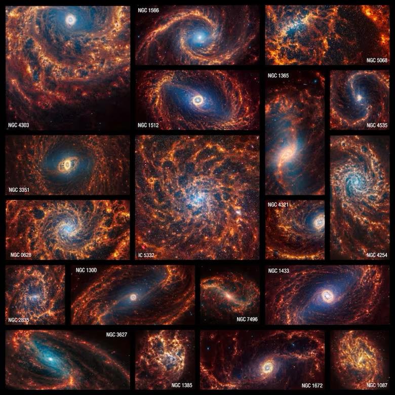 韦伯太空望远镜拍摄的最新图像公布 展示银河系近邻的19个螺旋星系